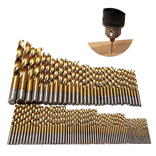 Tian 99 Pezzi Punte per Trapano HSS Set 1.5mm - 10mm Titanio Metallo Rivestito Elicoidali Punte da Trapano Strumenti per Plastica Legno Alluminio