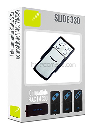 Telecomando Slide330 - 4 tasti 330 Mhz) compatibile con tutta le serie Faac TM300 e T300 (TM1 300, TM2 300 ecc.)