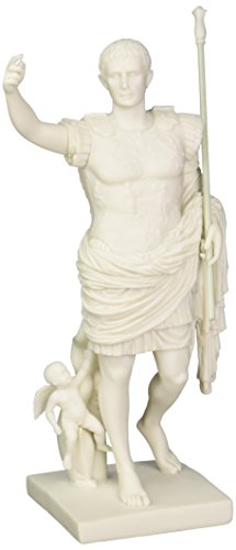 Design Toscano WU73509 Statua in Marmo Cesare Augusto di Prima Porta, Bianco, 12.5x14x29 cm
