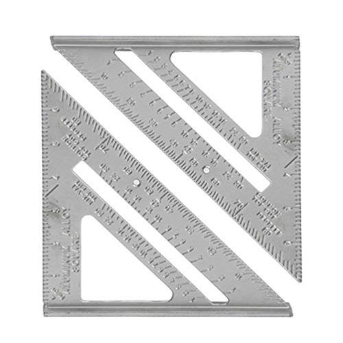 NUOBESTY 2pcs triangolo metrico righello strumenti carpentiere righello di metallo triangolo in alluminio righello strumento quadrato per misura esterna 7 pollici