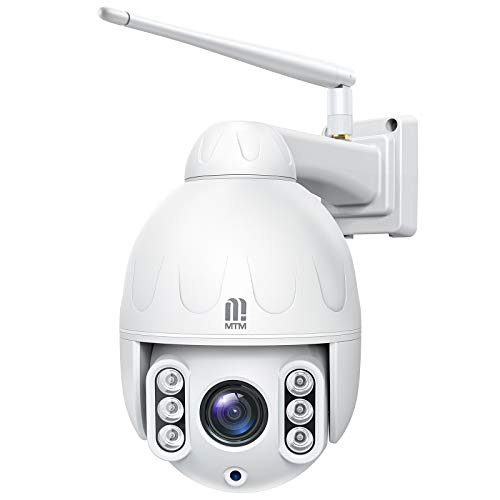 5MP Telecamera Wifi Esterno,MTM PTZ IP Dome Telecamera di Sorveglianza,Zoom Ottico 5X,Visione Notturna 50m,Rilevazione Umana,Audio Bidirezionale,Scheda SD 32GB incorporata,Supporto ONVIF