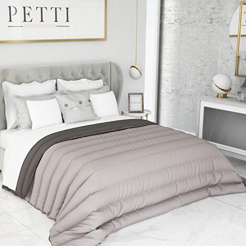 Petti Artigiani Italiani Trapunta, Microfibra, Grigio/Antracite, Matrimoniale Maxi (260x270 cm)