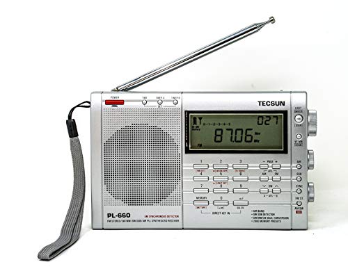 Tecsun PL-660 - Radio portatile a onde corte mondiali AM/FM/LW/Air, con banda laterale singola, colore: Argento