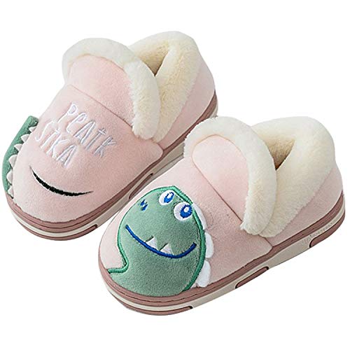 Pantofole Inverno Ragazzi Ragazze Scarpe di Cotone Bambini Peluche Antiscivolo Home Caldo Ciabatte Slipper Invernali Rosa 14/15=21-22EU