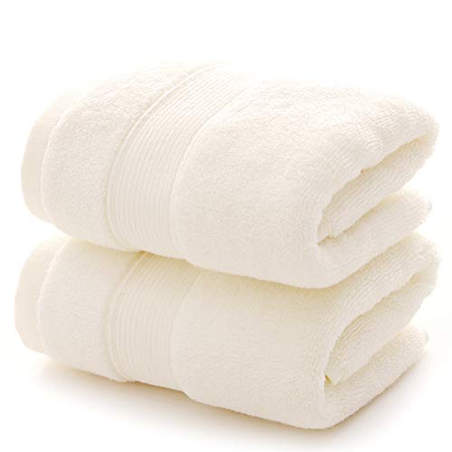 HongLanAo Set di Asciugamani per La Casa o Hotel in Cotone 2 Pezzi Asciugamano di Lusso Molto Morbido e Molto Spesso Molto Assorbente 2 * 170G / 14 * 30 Pollici (Bianca-2 Pack)