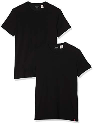 Levi's Slim 2pk Crewneck 1 T-Shirt, Nero (Two-Pack Tee Black + Black 0001), X-Large (Pacco da 2) Uomo