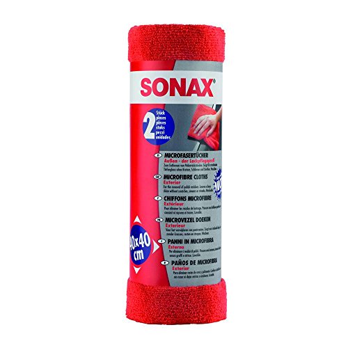 SONAX 04162410 - Panni in Microfibra per lucidare l'esterno dell'auto, D/GB/F/NL/I/E, 2 Pezzi