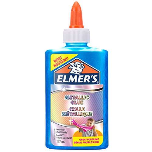 Elmer’s Colla Vinilica Metallizzata, Ottima per Realizzare Slime, Lavabile, Blu, 147 ml , 1 Pezzo