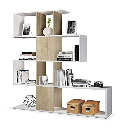 13Casa - Kafka D11 - Libreria. Dim: 145x29x145 h cm. Col: Rovere, Bianco. Mat: Melamina.