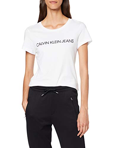 Calvin Klein Core Institutional Logo Slim Fit Tee Maglietta, Bianco (Bright White 112), XL Donna