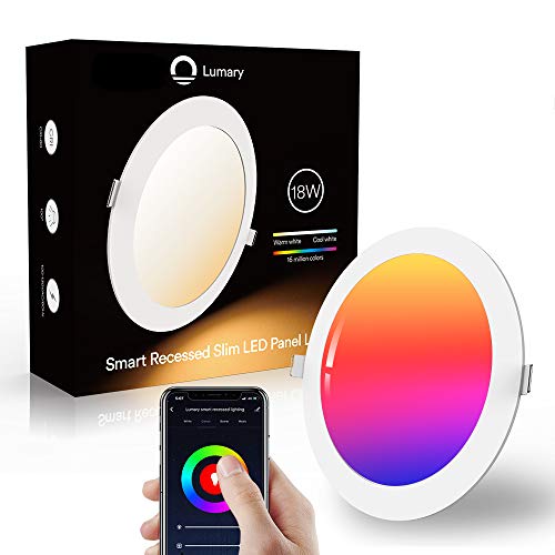 Faretti LED da incasso intelligenti, Lumary Lampada da Pannello Wi-Fi Ultrasottile 18W 1440LM, Downlight Multicolore Dimmerabile, Compatibile con Alexa e Google Assistant - 1PCS