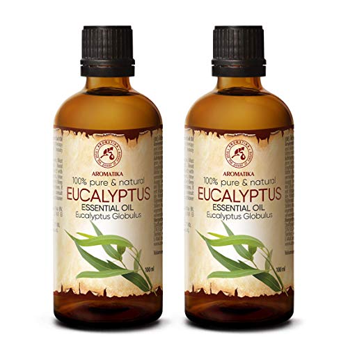 Olio essenziale di eucalipto da 200 ml - Eucalyptus Globulus - 100% puro e naturale - Oli essenziali di eucalipto - Il meglio per la bellezza - Sauna - Aromaterapia - Inalazione - Diffusore di aromi