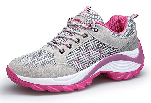 KOUDYEN Donna Scarpe da Ginnastica Corsa Fitness Sportive Basse Casual Running Sneakers,XZ006-grey-EU41