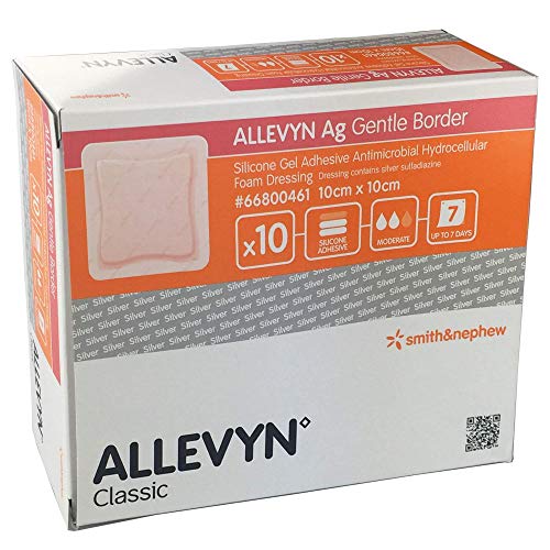 Allevyn AG Gentle Border Silver Medicazioni 10 cm x 10 cm (confezione da 10)