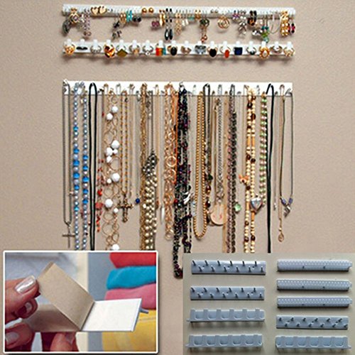 MOOUK - Organizer autoadesivo per gioielli, 9 in 1, espositore per collane e anelli