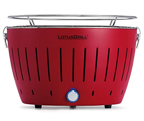 LotusGrill Standard LG G34 U RD Barbecue con batterie e cavo di alimentazione USB, 35 x 23,4 cm, Rosso