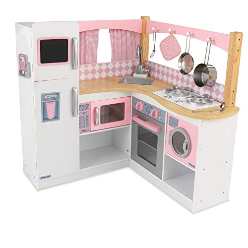 KidKraft- Grand Gourmet Cucina Giocattolo ad Angolo, Colore Rosa e Bianco, 53185