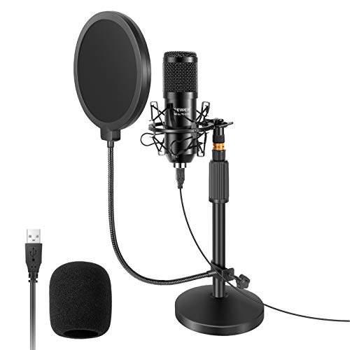 Neewer Kit 192KHz/24Bit Plug & Play Microfono Cardioide a Condensatore a USB & Stand con Base Rotonda, Filtro Pop & Supporto Anti-vibrazione, per Computer YouTube Registrazioni Giochi Podcast Canto