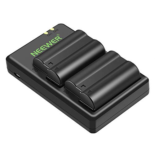 Neewer EN-EL15 EN-EL15A Set di Caricabatterie Compatibile con Batterie Nikon d750, d7200, d7500, d850, d610, d500, MH-25a, d7200, z6, d810 (2-Pacchetto, Micro USB Porta, 2100 mAh)