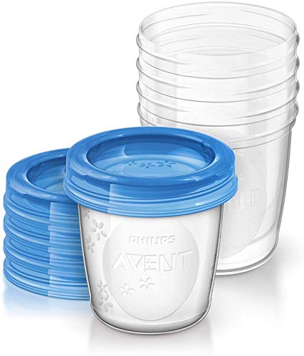 Philips Avent SCF619/05 Set Vasetti per la Conservazione del Latte e delle Pappe 5 pezzi, 180ml