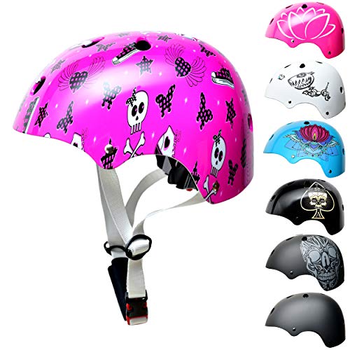SkullCap® BMX & Casco per Skater Casco - Bicicletta & Monopattino Elettrico, Design: Pinky Punk, Taglia: M (55-58 cm)