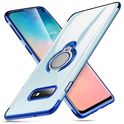 kadixini Cover Samsung Galaxy S10 Plus Ring 360°Regolabile Anello Magnetica Supporto Ring TPU Case Silicone Custodia Samsung Galaxy S10+ Blu