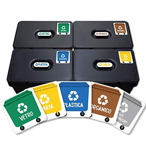 Haberdashery Online 5 Etichette adesive per Raccolta rifiuti. Adesivi per Il Riciclaggio. Ogni Etichetta di 4,8 x 4,8 cm. (Colore 1)
