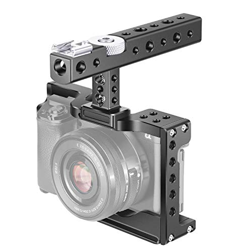 Neewer Stabilizzatore Gabbia Fotografica Compatibile con Fotocamere Mirrorless Sony Alpha A6600/ILCE 6600, con Impugnatura Superiore & Attacchi Coldshoe, in Alluminio per Produzioni Video Movie