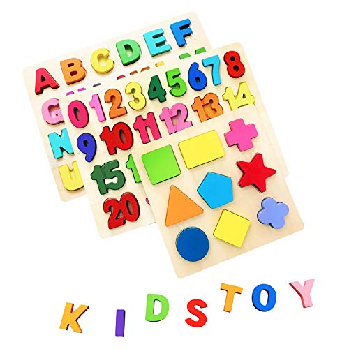 Colorare Blocchi Alfabeto in Legno Lettere ABC 26 Pezzi, Puzzle Lettere Giocattoli educativi per l'apprendimento precoce per Bambini 1 2 3 Anni (9 Kinds)