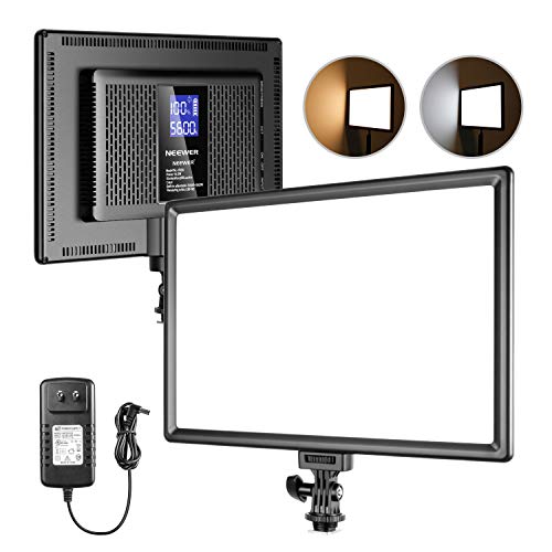 Neewer Luce 192 LED Ultra Sottile con LCD Display, Batteria a Litio Incorporata, Dimmerabile Bicolore 3200-5600K, CRI 95+, Illuminazione Attenua per Ritratti YouTube Video ecc.