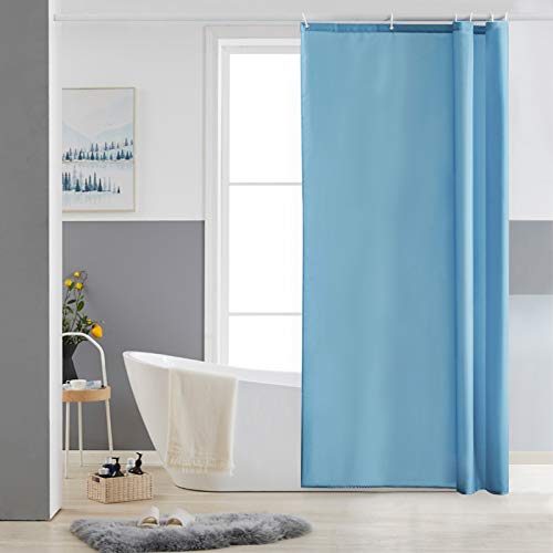 Furlinic Tende Doccia Anti-Muffa Tessuto in Poliestere, Azzurro Tende Doccia Angolare Impermeabile &Lavabile,Tenda Vasca da Bagno con 6 Ganci Tenda doccia-85x180cm.