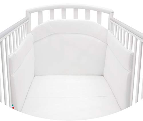 Babysanity® Morbido Paracolpi Imbottito Lettino Culla Neonato e Bambino Lavabile Protezione Avvolgente Paraurti Spessore 4 Cm Tessuto Cotone Certificato - Made In Italy - Colore Bianco