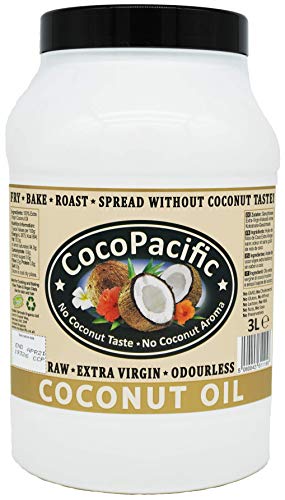 CocoPacific, olio extravergine di cocco non raffinato, inodore, 3 litri