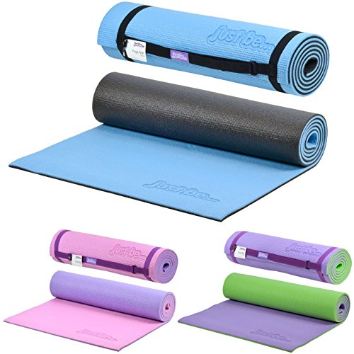 just be... Tappetino Fitness - Tappetino Yoga - Tappeto da Palestra Antiscivolo - Materassino da Campeggio con Cinghia Tracolla Tappeto Pilates 180 cm x 60 cm - Spessore 10 mm Blu/Nero