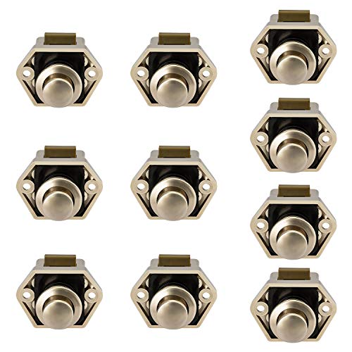 OCGIG 10PCS Mini pulsante Cassetto Armadio Porta Chiusura a scatto Caravan Camper Pomello di blocco per barca in nichel