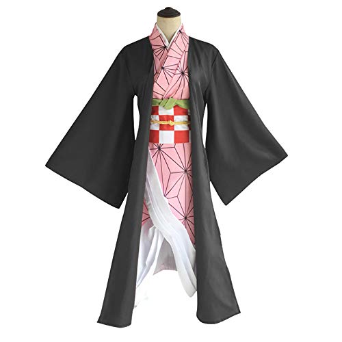 OUJIE Cosplay di Kamado Nezuko, Uniformi Anime Giapponesi, Costumi di Halloween, Kimono da Donna,XXL