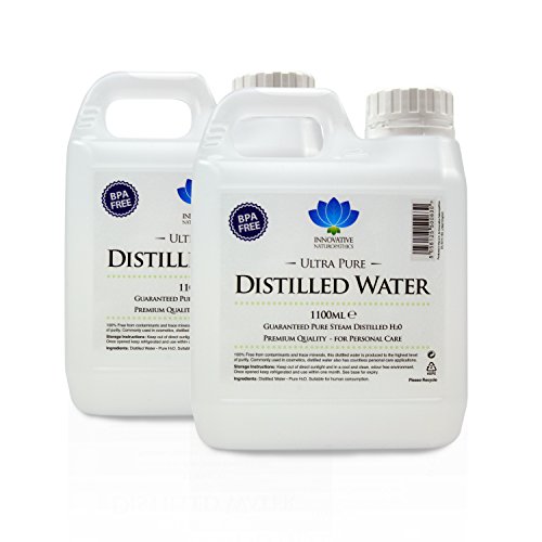 Acqua distillata, 100% pura H2O distillata a vapore, 1100 ml.