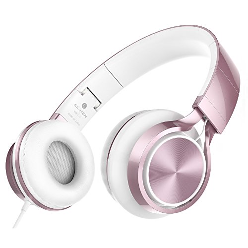 AILIHEN MS300 Cuffie Over Ear Pieghevole Auricolare cablato da 3,5 mm per smartphone Computer PC Tablet- oro rosa