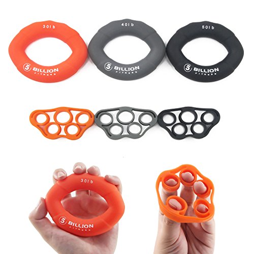 5BILLION Dito per Grip Hand Exerciser - Forza Trainer per Avambraccio Esercizio, Chitarra Finger Pugnoforte e Arrampicata - 3 A scelta, Finger & Hand Set (Hand & Finger Set)