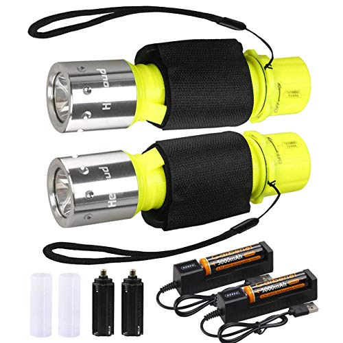 Torcia Subacquea, Torcia per Immersioni Subacquee - ShineTool Super Luminosa 1000 Lumens XML–LED Luce Ricaricabile Impermeabile, 2 Pack