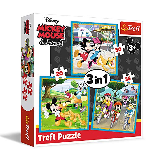 trefl- Disney Puzzle 3 in 1 modello Minnie&Mickey Mouse 20-36-50 pezzi, 34846, multicolore