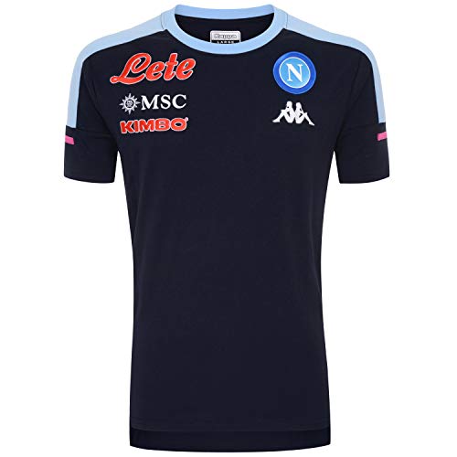 ssc napoli, T-Shirt Rappresentanza 2020/21 Team Unisex – Adulto, Blu Scuro-Azzurro Chiaro, L