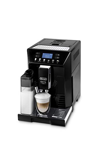 De'Longhi Eletta Evo ECAM 46.860.B - Macchina da caffè con sistema di latte, cappuccino e espresso premendo un pulsante, display LCD e tasti a sensore, colore: Nero