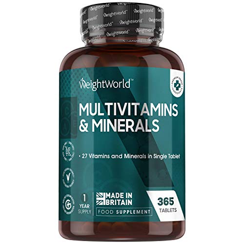 Multivitaminico Multiminerale Complex - 365 Compresse (1 Anno di Fornitura) - Complesso di 27 Vitamine e Minerali per Capsula - Integratore Per Vegetariani - Prodotto nel Regno Unito - WeightWorld