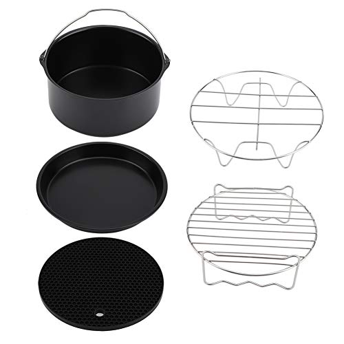 7 pollici 5 pz/set universale friggitrice ad aria accessori kit pizza pan torta barile supporto in metallo cottura strumenti di cottura