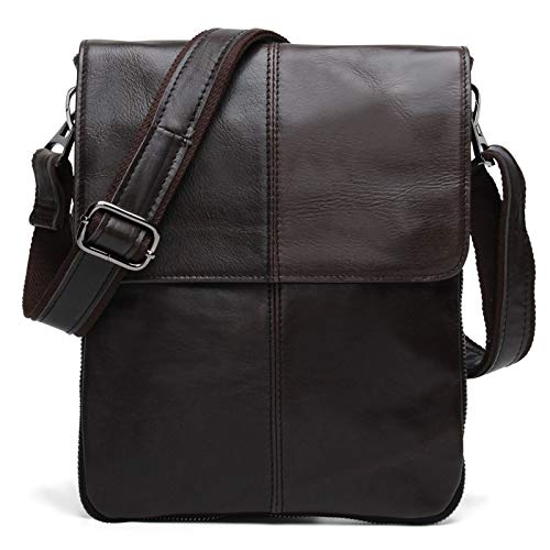 BAIGIO Borsello Uomo Vera Pelle Vintage Borsa a Tracolla Marrone Borsa a Spalla Casual (Verde grigio)