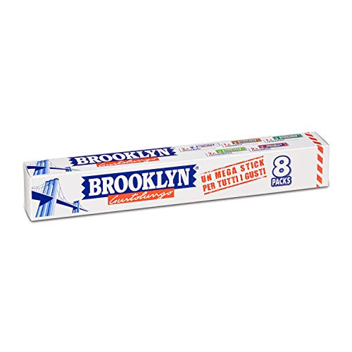 Brooklyn Mega Stick Gomme da Masticare, Chewing Gum Gusti Assortiti Cinnamon, Chloro, Extramint, Liquorice, Spearmint, Confezione speciale da 8 Stick, Ottima come Idea Regalo