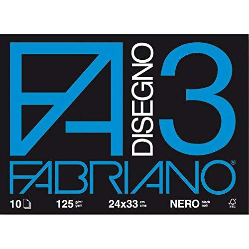 Fabriano F3 Nero 24X33 125G/M2 (10 Fogli) Album Disegno, Multicolore, 24 x 33 cm, 8001348107330