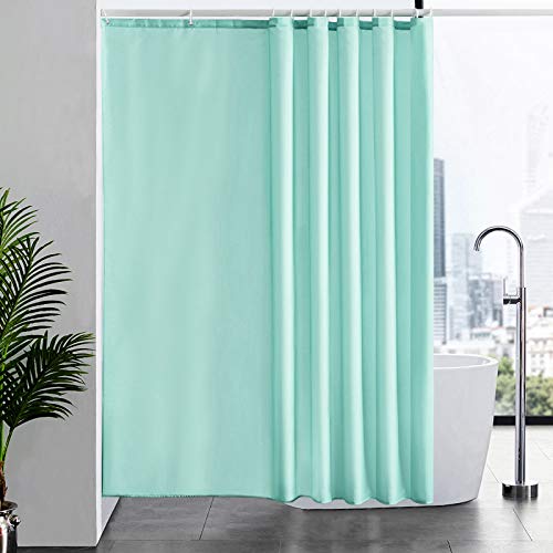 Furlinic Tende Doccia Anti-Muffa Tessuto in Poliestere Verde Tende Doccia Angolare Impermeabile Lavabile Tenda Vasca da Bagno con 12 Ganci Tenda Doccia 200x200cm.