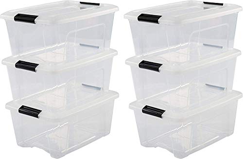 Iris Ohyama New Top Box NTB-15 lote di 6 scatole di immagazzinaggio impilabili, Materiale: Plastica, Trasparente / 15 L, 6 unità